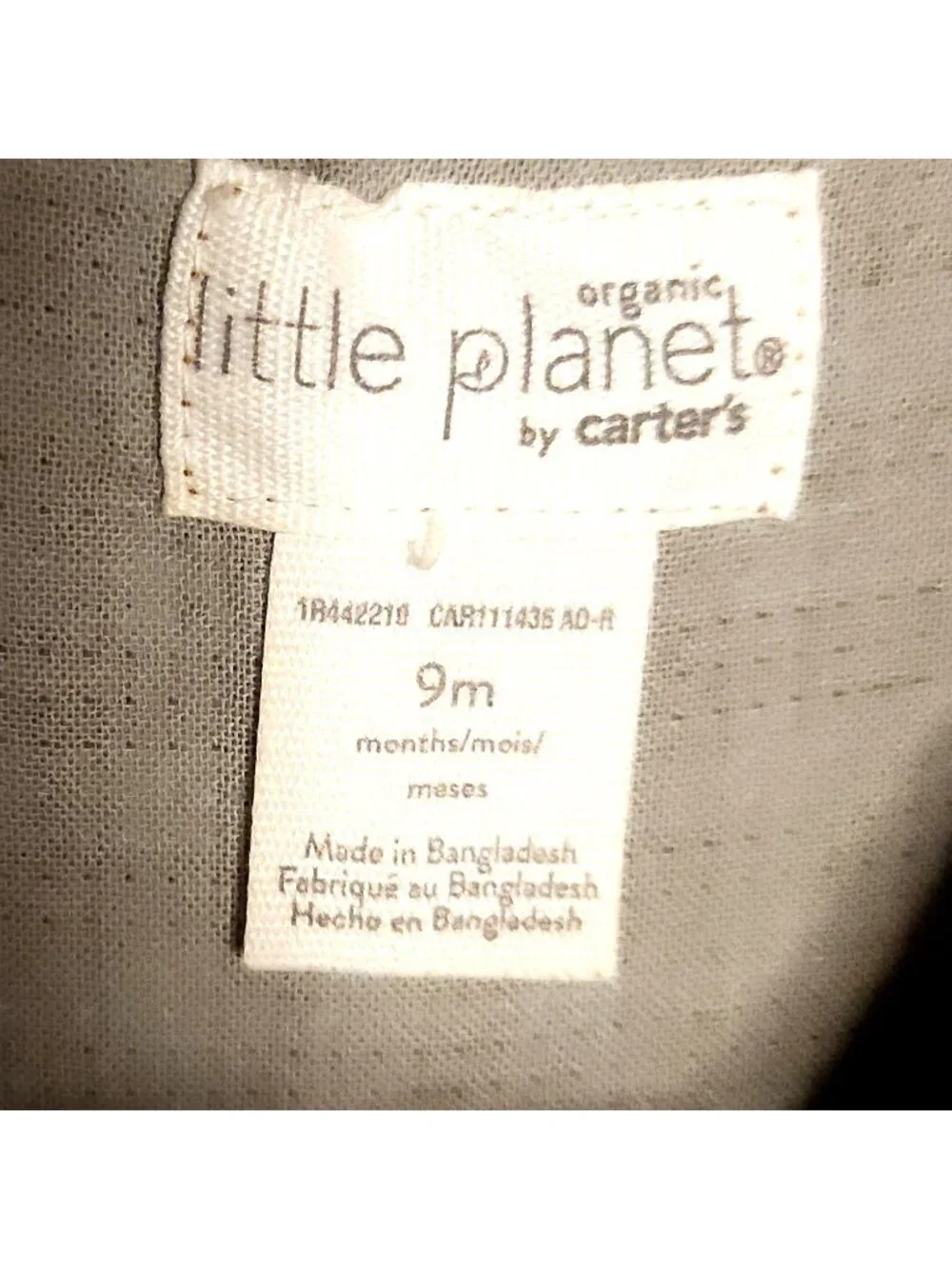 Little Planet Infant Gauzy Cotton Brown Blue One Piece Outfit 9 Months